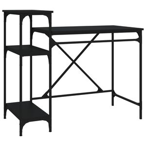 vidaXL Skrivebord med hyller svart 105x50x90 cm konstruert tre og jern