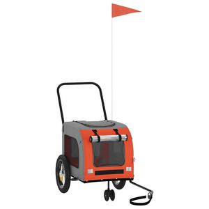 vidaXL Sykkelvogn for kjæledyr Oransje og Grå 125 x 53 x 54 cm