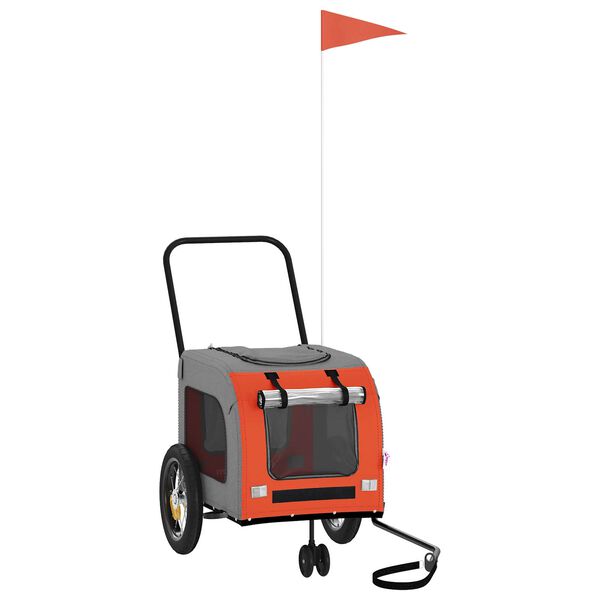 vidaXL Sykkelvogn for kjæledyr Oransje og Grå 125 x 53 x 54 cm