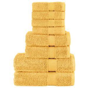 vidaXL Premium h&aring;ndklesett 8 deler SOLUND gull 600 g/m2