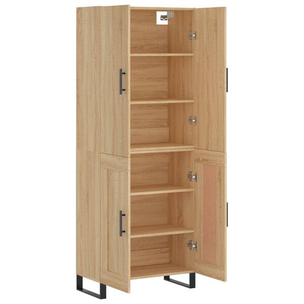 vidaXL Highboard sonoma eik 69,5x34x180 cm konstruert tre
