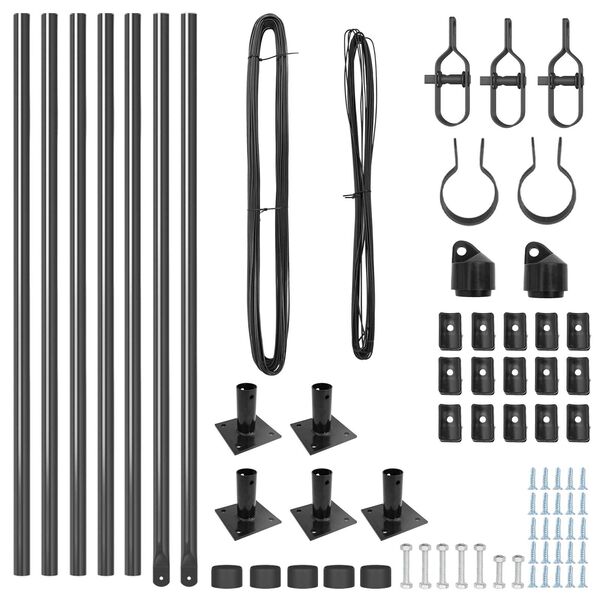 vidaXL Gjerdepunkter 7 pcs Grå Ø32mm 50 cm Galvanisert stål