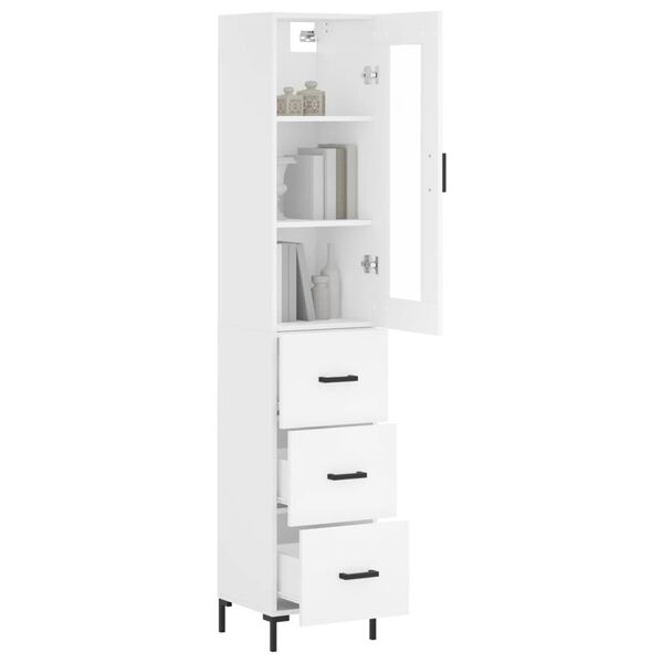 vidaXL Highboard hvit 34,5x34x180 cm konstruert tre