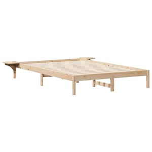 vidaXL Sengestamme med Sidebord Naturlig 160 x 210 cm Massiv furu