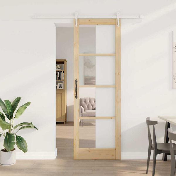 vidaXL Skyved&oslash;r Naturlig 78 x 232 cm Massivt furutre og glass