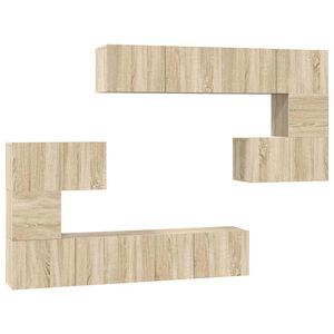 vidaXL TV-skapsett 8 deler sonoma eik konstruert tre