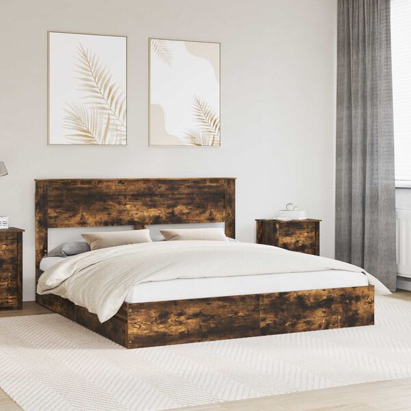 vidaXL Seng med Oppbevaring R&oslash;kt eik 180 x 200 cm Konstruert tre