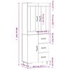 vidaXL Highboard gr&aring; sonoma 69,5x34x180 cm konstruert tre