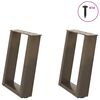 vidaXL Salongbordben U-formet 2 stk naturst&aring;l 38 x (42-43) cm st&aring;l