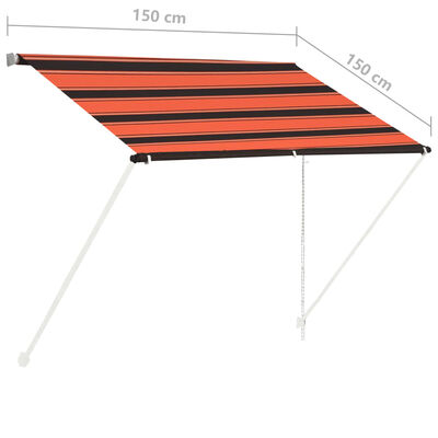 vidaXL Uttrekkbar markise 150x150 cm oransje og brun
