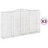 vidaXL Gabionkurver buede 3 stk 400x50x220/240 cm galvanisert jern