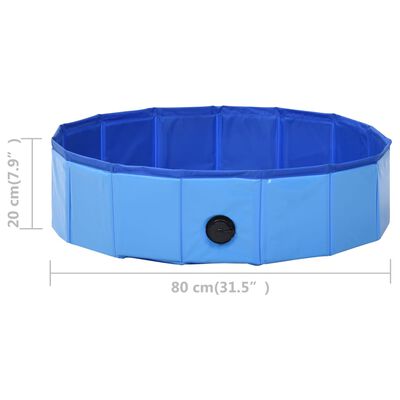 vidaXL Sammenleggbart hundebasseng blå 80x20 cm PVC
