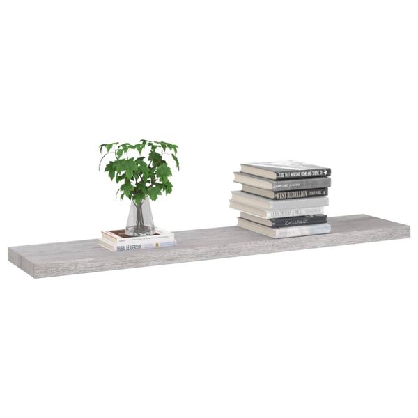 vidaXL Flytende vegghyller 4 stk betonggr&aring; 120x23,5x3,8 cm MDF