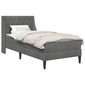 vidaXL Sengeramme med madrass M&oslash;rkegr&aring; 90 x 190 cm Fl&oslash;yel