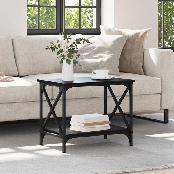 vidaXL Sidetabell Svart Eik 55 x 38 x 45 cm Konstruert tre