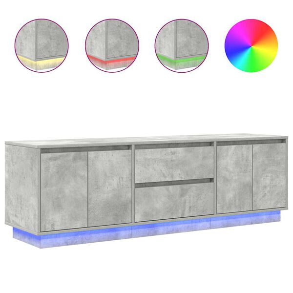 vidaXL TV-benk med LED-lys betonggr&aring; 160,5x41x50 cm
