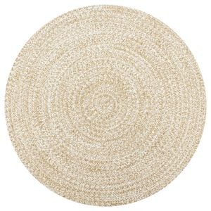vidaXL H&aring;ndlaget teppe jute hvit og naturlig 90 cm