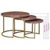 vidaXL Nestende Kaffebord 3 pcs M&oslash;rk brun Massivt mangotre og st&aring;l