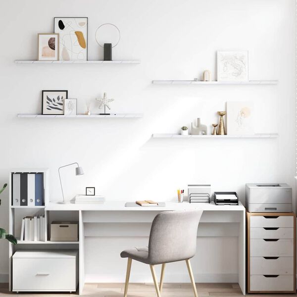 vidaXL Vegghylle 4 pcs Hvit marmor 115 x 9 x 3 cm Konstruert tre