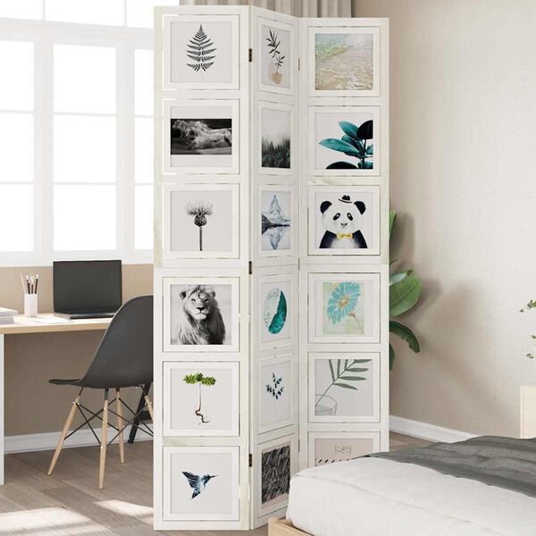 vidaXL Romdeler 3 paneler hvit heltre keisertre