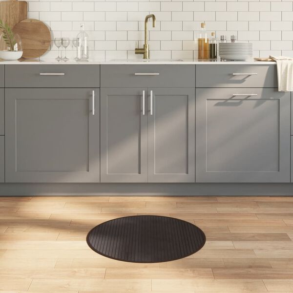 vidaXL Teppe rund mørkebrun 60 cm bambus