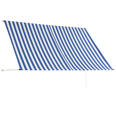 vidaXL Uttrekkbar markise 250x150 cm blå og hvit