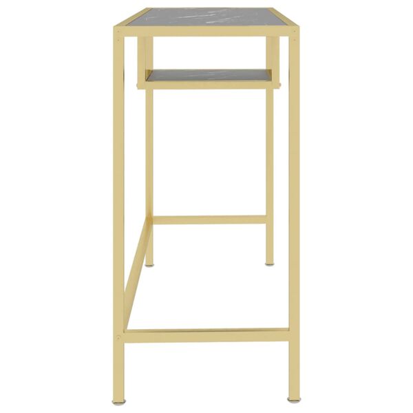 vidaXL Databord svart marmor 100x36x74 cm herdet glass