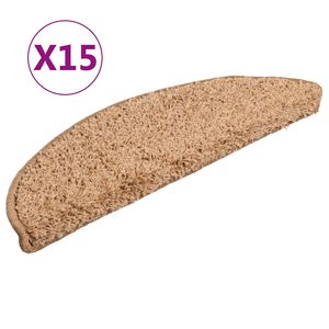vidaXL Trappematter 15 stk 56x17x3 cm beige halvrund