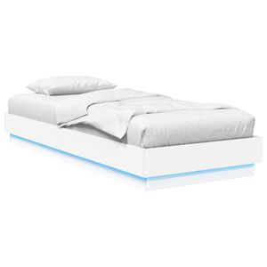 vidaXL Sengestativ med LED Hvit 80 x 200 cm Konstruert tre