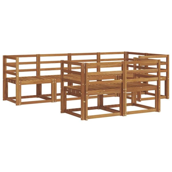 vidaXL Utend&oslash;rs sofa-sett 7 pcs Naturlig Solid akasietre