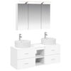 vidaXL Baderomsinnredningssett 4 pcs Hvit Konstruert tre og glass