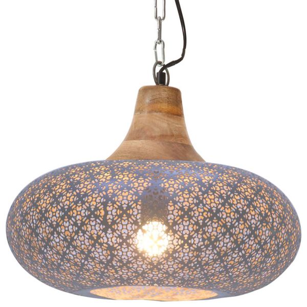 vidaXL Industriell hengelampe gr&aring; jern og heltre 40 cm E27