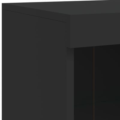 vidaXL Skjenk med LED-lys svart 81x37x100 cm
