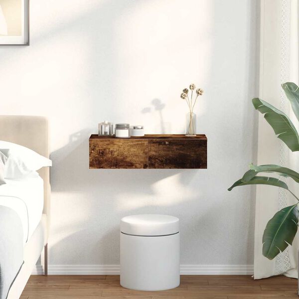 vidaXL Vegghylle med skuffer r&oslash;kt eik 60x26,5x15 cm konstruert tre