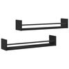 vidaXL Vegghylle Veggmontert 2 stk. Svart Eik 80 x 16 x 14 cm