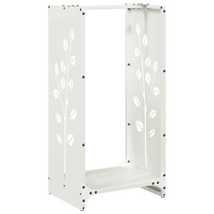 vidaXL Vedstativ hvit 40x30x80 cm kaldvalset st&aring;l
