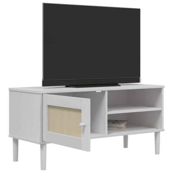 vidaXL TV-benk SENJA rotting-utseende hvit 106x40x49cm cm heltre furu