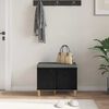 vidaXL Gangbenk med pute med lagring med d&oslash;r Svart Eik 60 x 38 x 46 cm