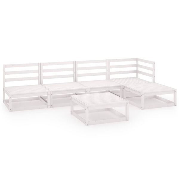 vidaXL Hagesofagruppe 6 deler hvit heltre furu
