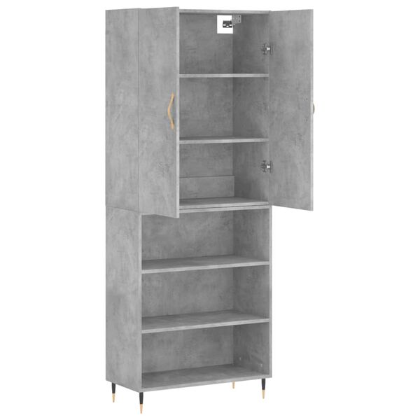 vidaXL Highboard betonggr&aring; 69,5x34x180 cm konstruert tre