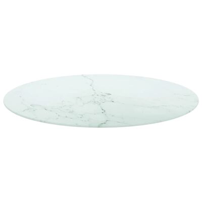 vidaXL Bordplate hvit Ø80x1 cm herdet glass med marmor design