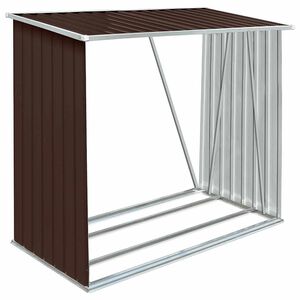 vidaXL Vedskjul galvanisert st&aring;l 163x83x154 cm brun