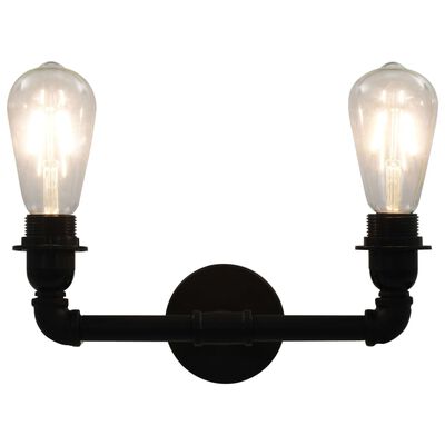 vidaXL Vegglampe 2-veis svart 2 x E27 lyspærer