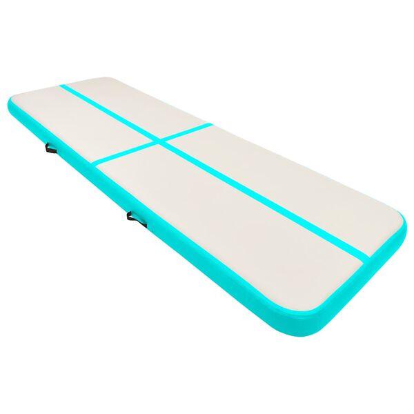 vidaXL Oppbl&aring;sbar gymnastikkmatte med pumpe 400x100x20 cm PVC gr&oslash;nn