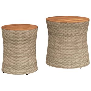 vidaXL Utendørs sidebord med treplate 2 stk beige polyrotting