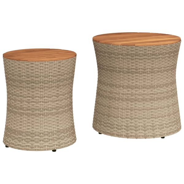 vidaXL Utendørs sidebord med treplate 2 stk beige polyrotting