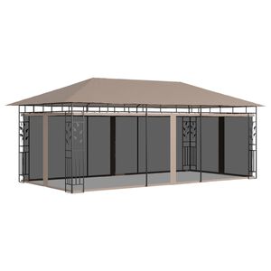vidaXL Paviljong med myggnett 6x3x2,73 m gr&aring;brun 180 g/m&sup2;