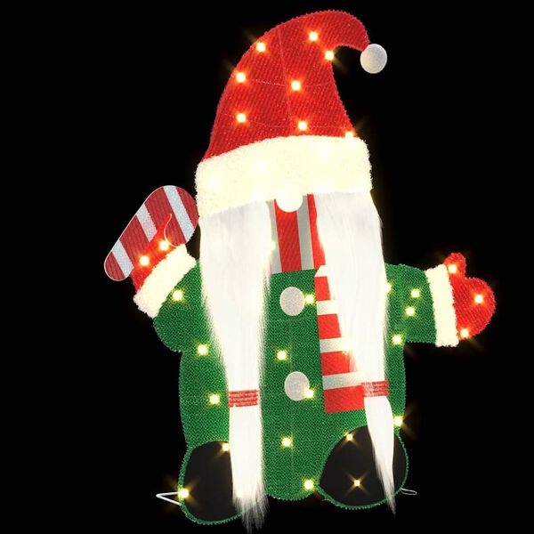 vidaXL Opplyst Gnom med 60 LED Varmhvit 71 x 64 cm Glitterstoff