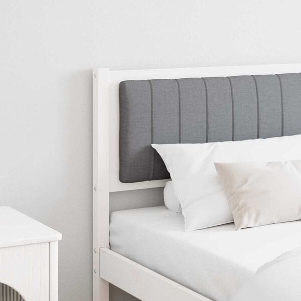 vidaXL Polstret sengegavl med hodegjerde Hvit 180 cm Massiv furu