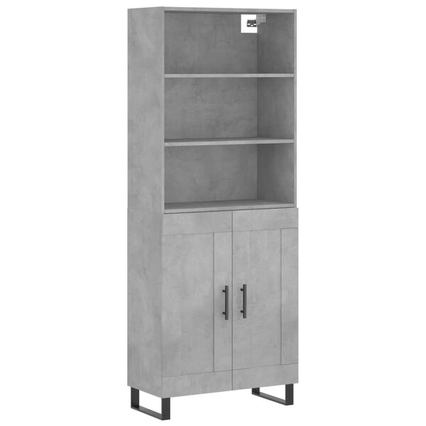 vidaXL Highboard betonggr&aring; 69,5x34x180 cm konstruert tre